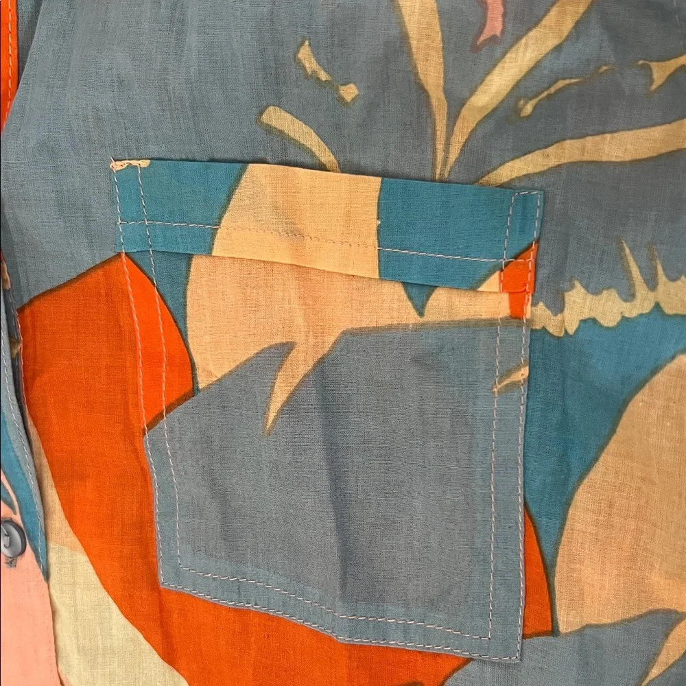 True Destinations Tropical Print Button Down Shirt XS Beach Cover Up - Picture 3 of 9